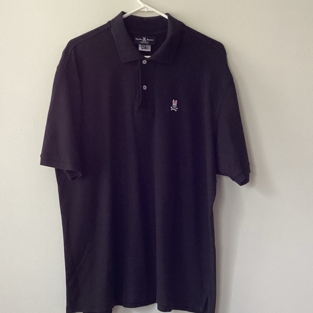 Psycho Bunny Black Polo Shirt with Pink Logo